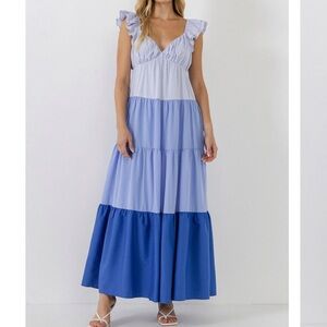 English Factory 3X SWEET HEART COLOR BLOCK MAXI DRESS